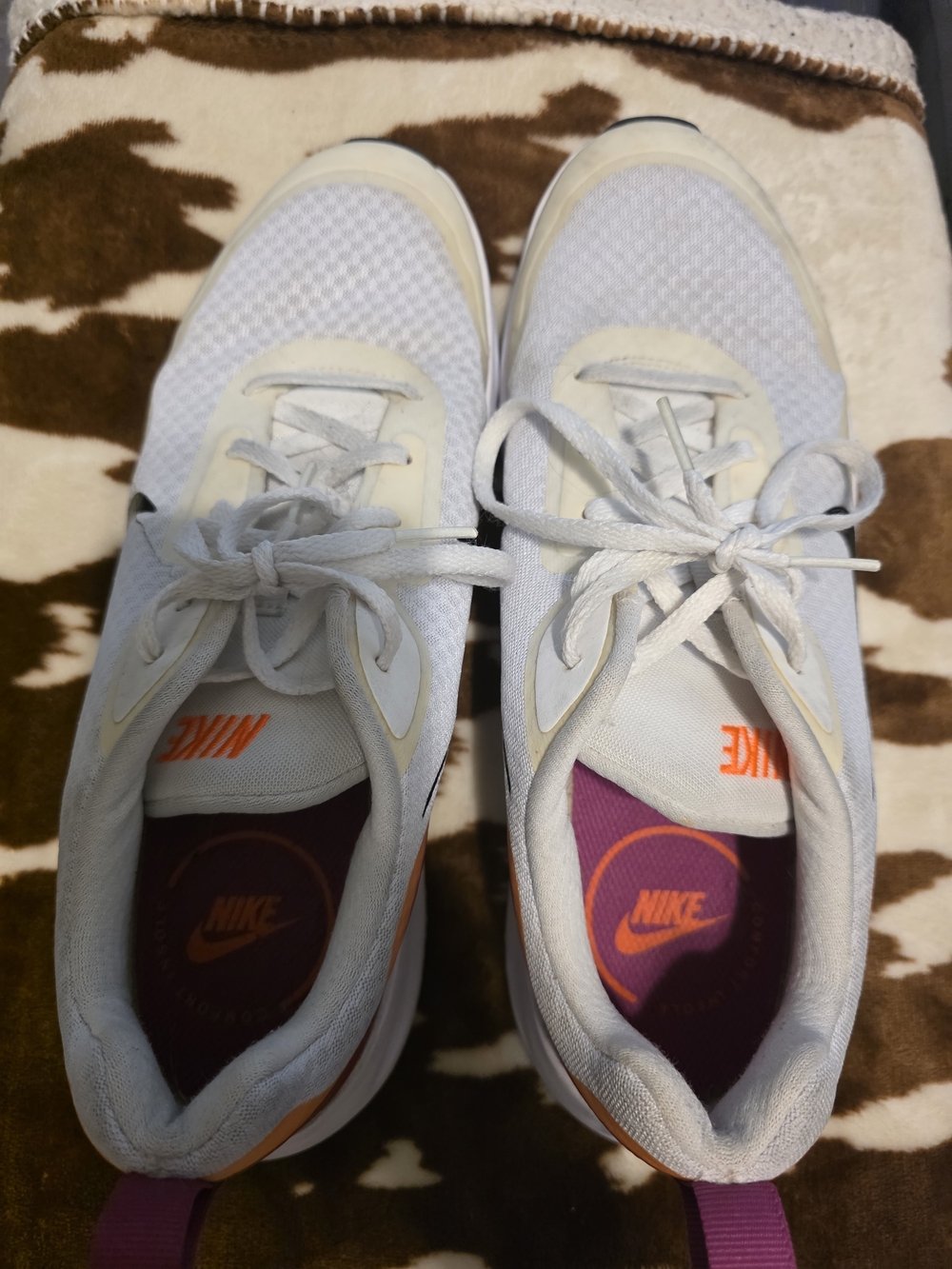 Nike Women’s White Athletic Sneakers with Purple and Orange Accents